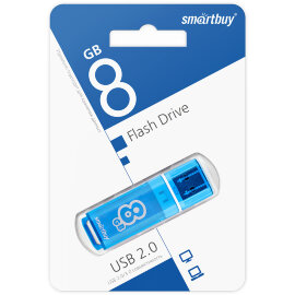 USB 2.0 накопитель Smartbuy 8GB Glossy series Blue (SB8GBGS-B) - 