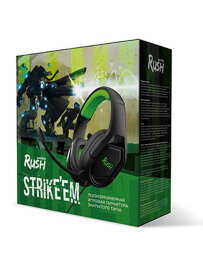 Игровая гарнитура RUSH STRIKE'EM, 50мм, съемный мик, 3,5мм + адаптер 2*3,5мм, черн/зелен (SBHG-9720) - 