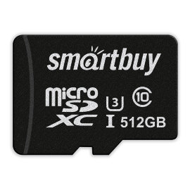 micro SDXC карта памяти Smartbuy 512GB Class10 PRO U3 R/W:90/70 MB/s (с адаптером SD) - 