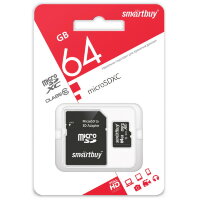 micro SDXC карта памяти Smartbuy 64GB Class 10 (с адаптером) LE