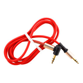 AUX кабель 3.5-3.5 мм (M-M), 1 м, красный, с Г-образным наконечником, (A-35-35-fold red)/100 - 