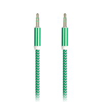 AUX кабель 3.5-3.5 мм (M-M), 1 м, зеленый, нейлоновая оплетка, (A-35-35 green)/100
