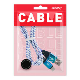 Дата-кабель Smartbuy Type C HEDGEHOG синий 2 А, 1 м (iK-3112HH blue) - 