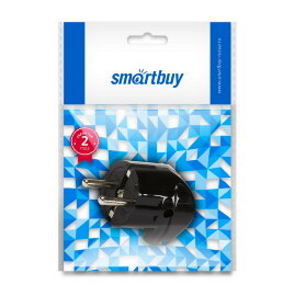 Вилка Smartbuy, угловая с заземлением черная 16А 250В (SBE-16-P02-b)/600 - 