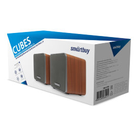 Акустическая система 2.0 Smartbuy CUBES, супер звук, дерево, 6Вт, коричневая (SBA-4700)/20 - 