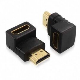 HDMI штекер - HDMI гнездо угловой (пластик-золото, ПВХ-упаковка) APP-365 - 