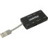 Картридер + Хаб Smartbuy 750, USB 2.0 3 порта+SD/microSD/MS/M2 Combo, черный (SBRH-750-K) - 