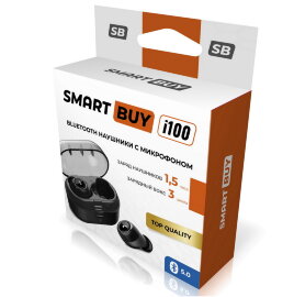 Внутриканальная TWS Bluetooth-гарнитура Smartbuy i100, автоконнект, черная (SBH-3045)/25 - 