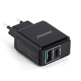 Сетевое зарядное устройство, быстрая зарядка, 3.6 А, 2 USB порта, PD и QC, дисплей, 18 Вт (SBP-2320) - 