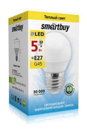 Светодиодная (LED) Лампа Smartbuy-G45-05W/3000/E27 (SBL-G45-05-30K-E27) - 