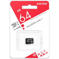 micro SDXC карта памяти Smartbuy 64GB Class 10 UHS-1 (без адаптера)