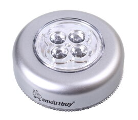 Светодиодный фонарь PUSH LIGHT 1 шт х 4 LED Smartbuy 3AAA, серебристый (SBF-831-S)/200 - 