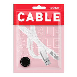 Дата-кабель Smartbuy Micro кабель в резин. оплетке Gear, 1м. мет.након., <2А, бел.(iK-12ERG white) - 