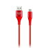 Дата-кабель Smartbuy Micro кабель в резин. оплетке Gear, 1м. мет.након., <2А, красн.(iK-12ERG red) - 