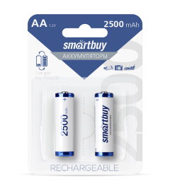 Аккумулятор NiMh Smartbuy AA/2BL 2500 mAh (24/240) (SBBR-2A02BL2500) - 