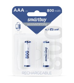 Аккумулятор NiMh Smartbuy AAA/2BL 800 mAh (24/240) (SBBR-3A02BL800) - 