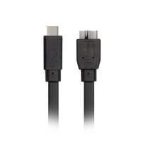 Кабель Smartbuy USB3.1 Micro B (Male) - Type C (Male), 20 см, плоский, черный (SBCAB-761K)