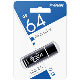 USB накопитель Smartbuy 64GB Glossy series Black (SB64GBGS-K) - 