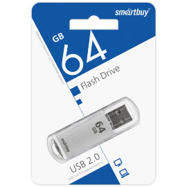 USB накопитель Smartbuy 64GB V-Cut Silver (SB64GBVC-S) - 