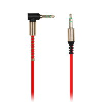 AUX кабель 3.5-3.5 мм (M-M), AUX L-TYPE, 1 м, красный, с L-обр. након., (A-35-35-foldbox red)