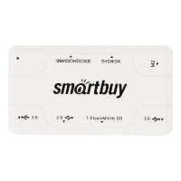 Картридер + Хаб Smartbuy 750, USB 2.0 3 порта+SD/microSD/MS/M2 Combo, белый (SBRH-750-W)