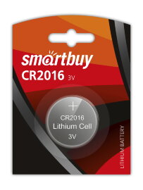 Литиевый элемент питания Smartbuy CR2016/1B (12/720) (SBBL-2016-1B) - 
