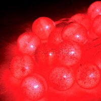 Гирлянда LED, пушистые шарики красные диаметр 2 см, длина 2 метра+1,5 м шнур KOCNL-EL150