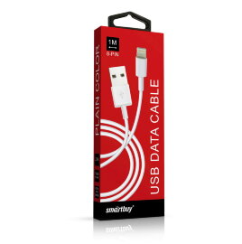 Дата-кабель Smartbuy USB-8 pin, в коробке, PLAIN COLOR, 1 метр, красный (iK-512cbox red) - 