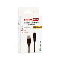 Дата-кабель Smartbuy USB - 8-pin , "карбон", экстрапрочн., 2.0 м, до 2А, черный (iK-520n-2-ks)