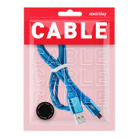Дата-кабель Smartbuy Micro кабель в резин. оплетке Gear,1м. мет.након., <2А, син.(iK-12ERG blue)/100