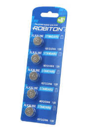 Элемент питания ROBITON STANDARD R-AG13-0-BL5 (0% Hg) AG13 LR44 357 A76 МЦ-1154 BL5 - 
