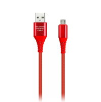 Дата-кабель Smartbuy MicroUSB кабель в рез.оплет.Gear,1м. мет.након.,<2А, красн.(iK-12ERGbox red)/50