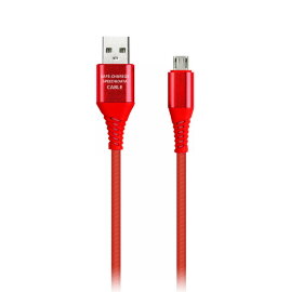 Дата-кабель Smartbuy MicroUSB кабель в рез.оплет.Gear,1м. мет.након.,<2А, красн.(iK-12ERGbox red)/50 - 