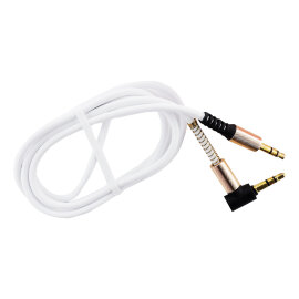 AUX кабель 3.5-3.5 мм (M-M), 1 м, белый, с Г-образным наконечником, (A-35-35-fold white)/100 - 