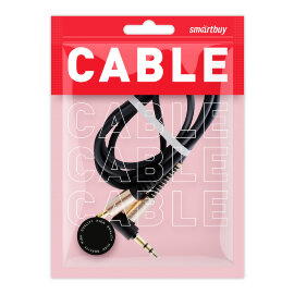 AUX кабель 3.5-3.5 мм (M-M), 1 м, черный, с Г-образным наконечником, (A-35-35-fold black)/100 - 