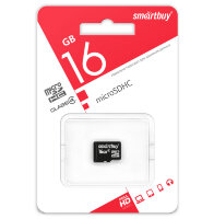 micro SDHC карта памяти Smartbuy 16GB  Сlass 4 (без адаптеров)