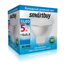 Светодиодная (LED) Лампа Smartbuy-GU5,3-05W/6000 (SBL-GU5_3-05-60K-N) - 