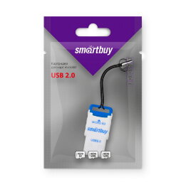 Картридер Smartbuy 707, USB 2.0 - MicroSD, голубой (SBR-707-B) - 