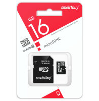micro SDHC карта памяти Smartbuy 16GB Сlass 10 (с адаптером SD)LE