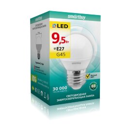 Светодиодная (LED) Лампа Smartbuy-G45-9,5W/3000/E27 (SBL-G45-9_5-30K-E27) - 