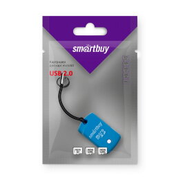 Картридер Smartbuy 706, USB 2.0 - MicroSD, голубой (SBR-706-B) - 
