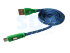 USB кабель светящиеся разъемы для iPhone 5/6/7 моделей шнур шелк плоский1М синий - 