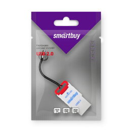 Картридер Smartbuy 707, USB 2.0 - MicroSD, красный (SBR-707-R) - 