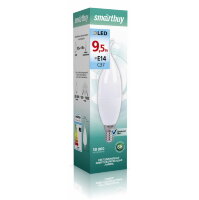 Светодиодная (LED) Свеча на ветру матовая Лампа Smartbuy-C37-9,5W/4000/E14 (SBL-C37Can-9_5-40K-E14)