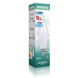 Светодиодная (LED) Свеча на ветру матовая Лампа Smartbuy-C37-9,5W/4000/E14 (SBL-C37Can-9_5-40K-E14) - 