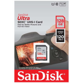 SDXC карта памяти SanDisk 128GB Class 10 Ultra UHS-I 120MB/s (SDSDUN4-128G-GN6IN) - 
