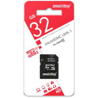 micro SDHC карта памяти Smartbuy 32GB Class 10 UHS-I (с адаптером SD)