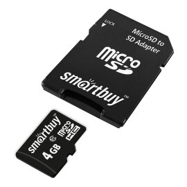 micro SDHC карта памяти Smartbuy 4GB Class 10 (с адаптером SD) - 