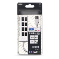 USB 2.0 хаб с выключателями, 4 порта, СуперЭконом, белый, SBHA-7204-W