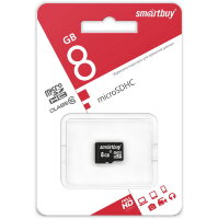 micro SDHC карта памяти Smartbuy 8GB Сlass 10 (без адаптеров)